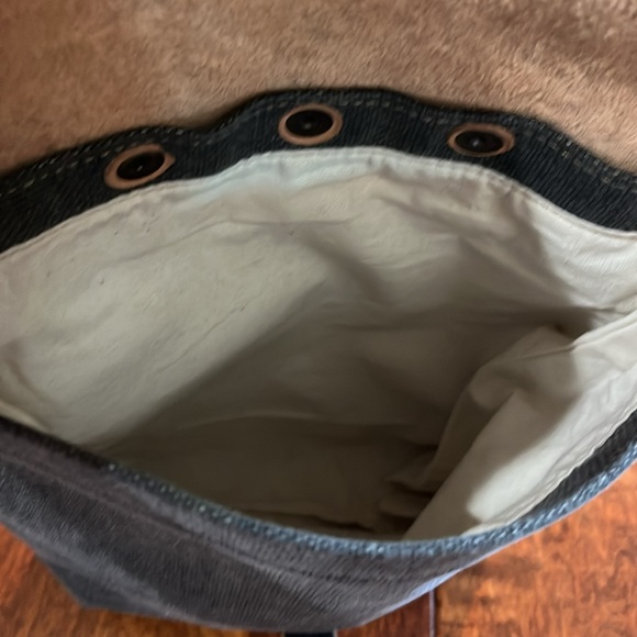 AWAX black leather and canvas purse cross body messenger bag - Picture 5 of 5